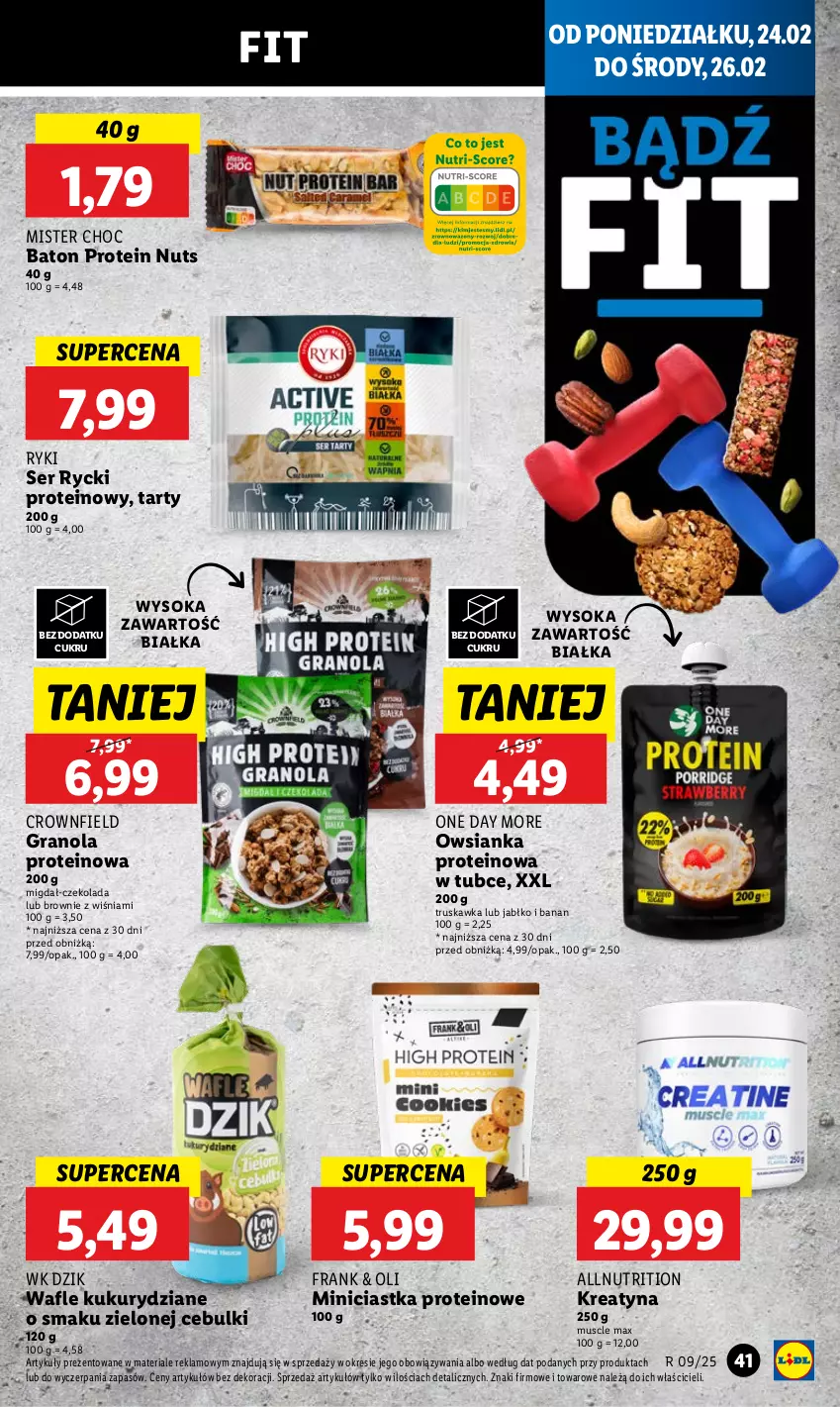 Gazetka promocyjna Lidl - GAZETKA - ważna 24.02 do 26.02.2025 - strona 43 - produkty: Baton, Brownie, Ciastka, Czekolada, Gra, Granola, Mus, Owsianka, Ser, Sok, Wafle