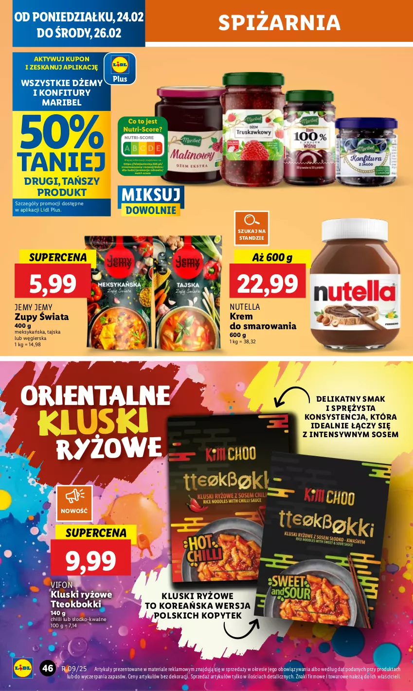 Gazetka promocyjna Lidl - GAZETKA - ważna 24.02 do 26.02.2025 - strona 50 - produkty: Dżem, Nutella, Ryż, Sos