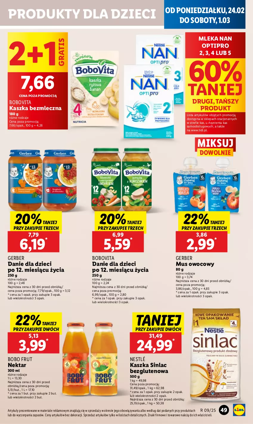 Gazetka promocyjna Lidl - GAZETKA - ważna 24.02 do 26.02.2025 - strona 53 - produkty: BoboVita, Danie dla dzieci, Dzieci, Gerber, Gra, Mus, NAN Optipro, Nektar, Nestlé, Sinlac