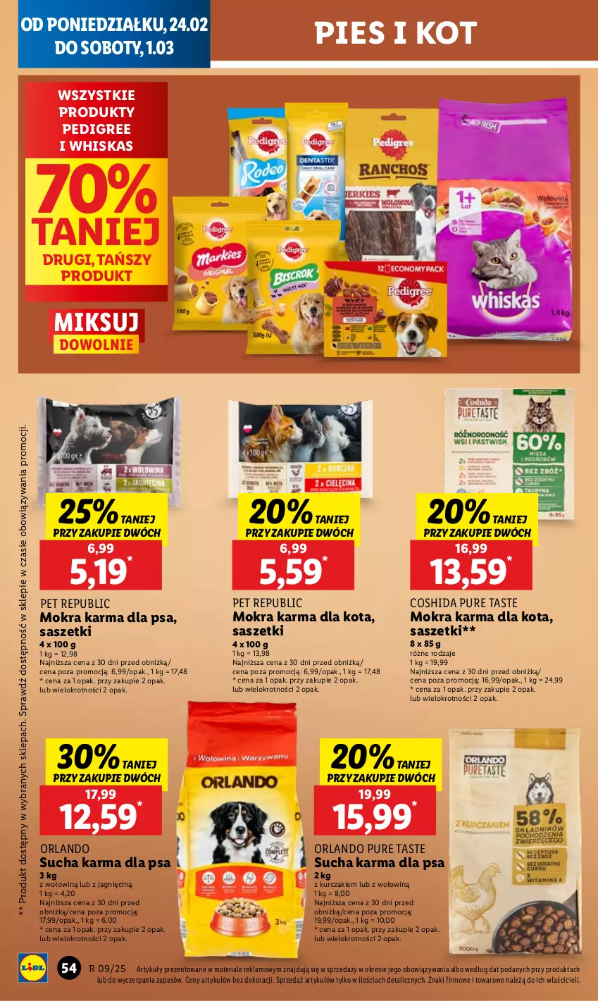 Gazetka promocyjna Lidl - GAZETKA - ważna 24.02 do 26.02.2025 - strona 58 - produkty: Kurczak, Mokra karma, Pedigree, Pur, Sucha karma, Whiskas