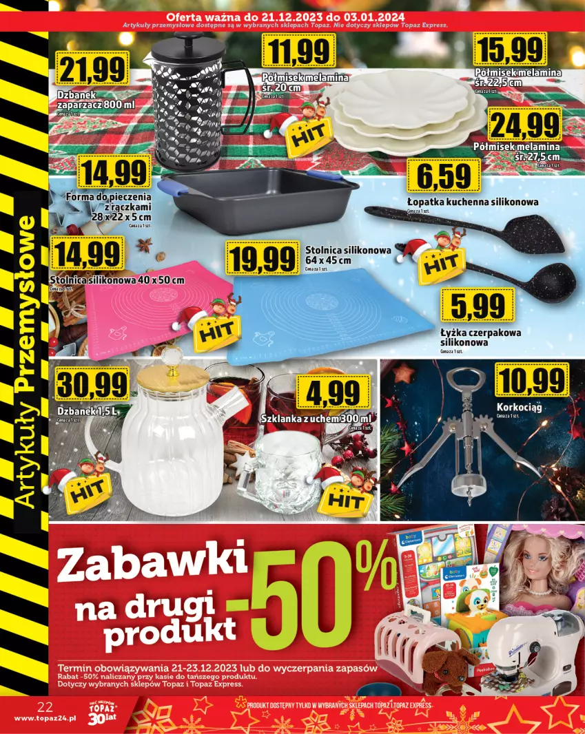 Gazetka promocyjna Topaz - Gazetka - ważna 21.12 do 27.12.2023 - strona 22 - produkty: Koc, Korkociąg, LG, Piec, Stolnica, Szklanka, Top, Zaparzacz