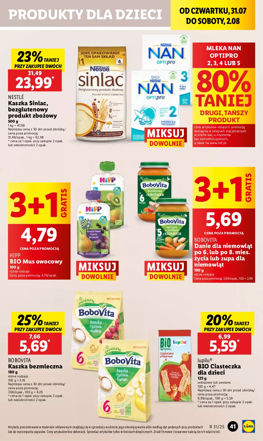 Gazetka promocyjna Lidl - GAZETKA - ważna 31.07 do 02.08.2025 - strona 55 - produkty: BoboVita, Dzieci, Gra, HiPP, Hipp Bio, Mus, NAN Optipro, Nestlé, Sinlac, Vita C, Zupa