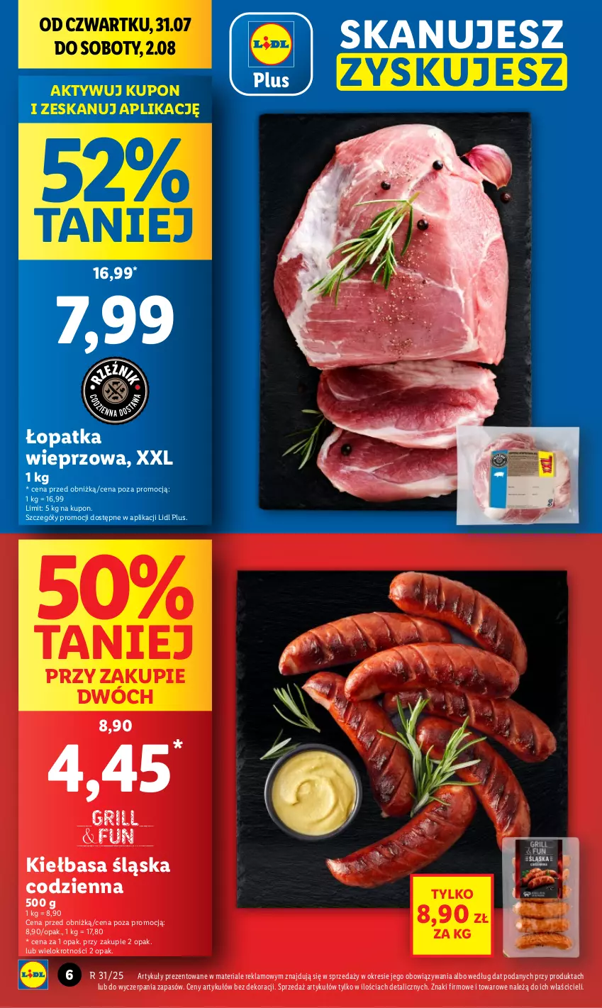 Gazetka promocyjna Lidl - GAZETKA - ważna 31.07 do 02.08.2025 - strona 6 - produkty: Kiełbasa, Kiełbasa śląska