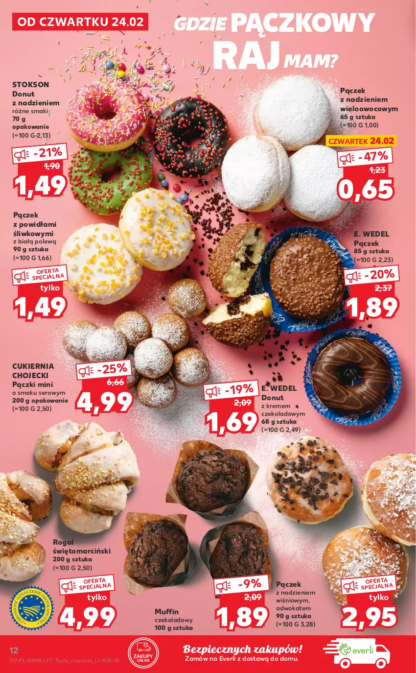 Gazetka promocyjna Kaufland - OFERTA TYGODNIA - ważna 24.02 do 02.03.2022 - strona 12 - produkty: Cukier, Donut, E. Wedel, Pączek, Piec, Rogal, Ser