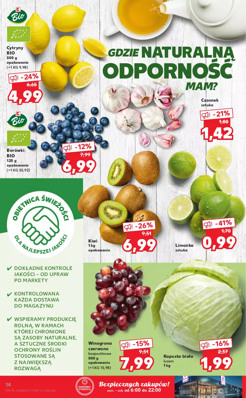 Gazetka promocyjna Kaufland - OFERTA TYGODNIA - ważna 24.02 do 02.03.2022 - strona 14 - produkty: Cytryny, Czosnek, Kiwi, Limonka, Piec, Por, Rama, Wino, Winogrona