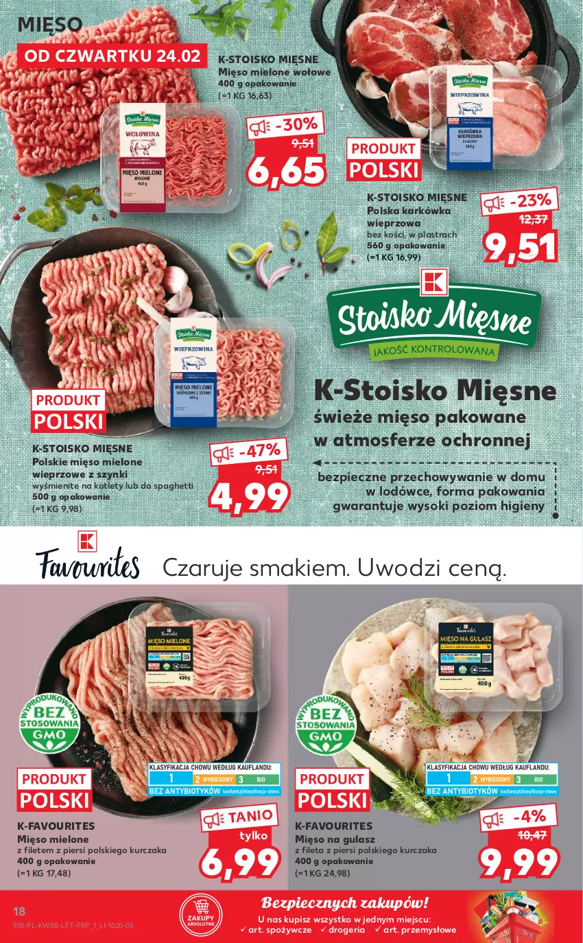 Gazetka promocyjna Kaufland - OFERTA TYGODNIA - ważna 24.02 do 02.03.2022 - strona 18 - produkty: Fa, Karkówka wieprzowa, Kotlet, Kurczak, Mięso, Mięso mielone, Mięso na gulasz, Piec, Sok, Spaghetti