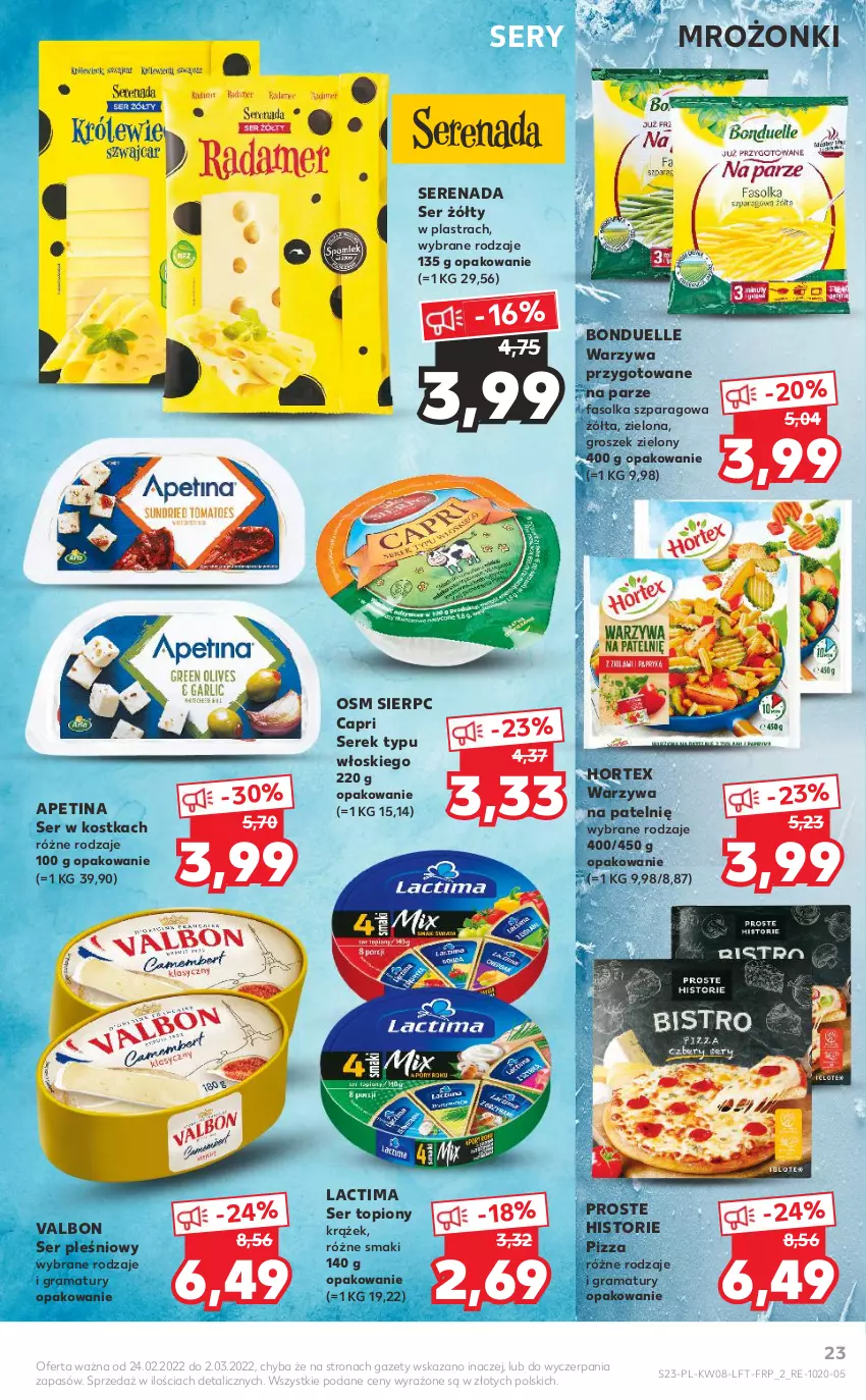 Gazetka promocyjna Kaufland - OFERTA TYGODNIA - ważna 24.02 do 02.03.2022 - strona 23 - produkty: Bonduelle, Fa, Gra, Groszek, Hortex, Pizza, Rama, Ser, Ser pleśniowy, Ser topiony, Serek, Top, Warzywa