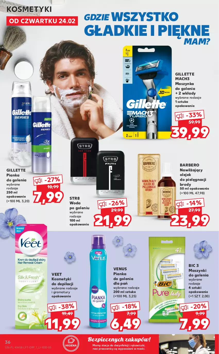 Gazetka promocyjna Kaufland - OFERTA TYGODNIA - ważna 24.02 do 02.03.2022 - strona 36 - produkty: BIC, Gillette, Gra, Mach3, Maszynka, Maszynka do golenia, Olej, Pianka do golenia, Piec, Rama, Str8, Szynka, Veet, Venus, Woda, Woda po goleniu