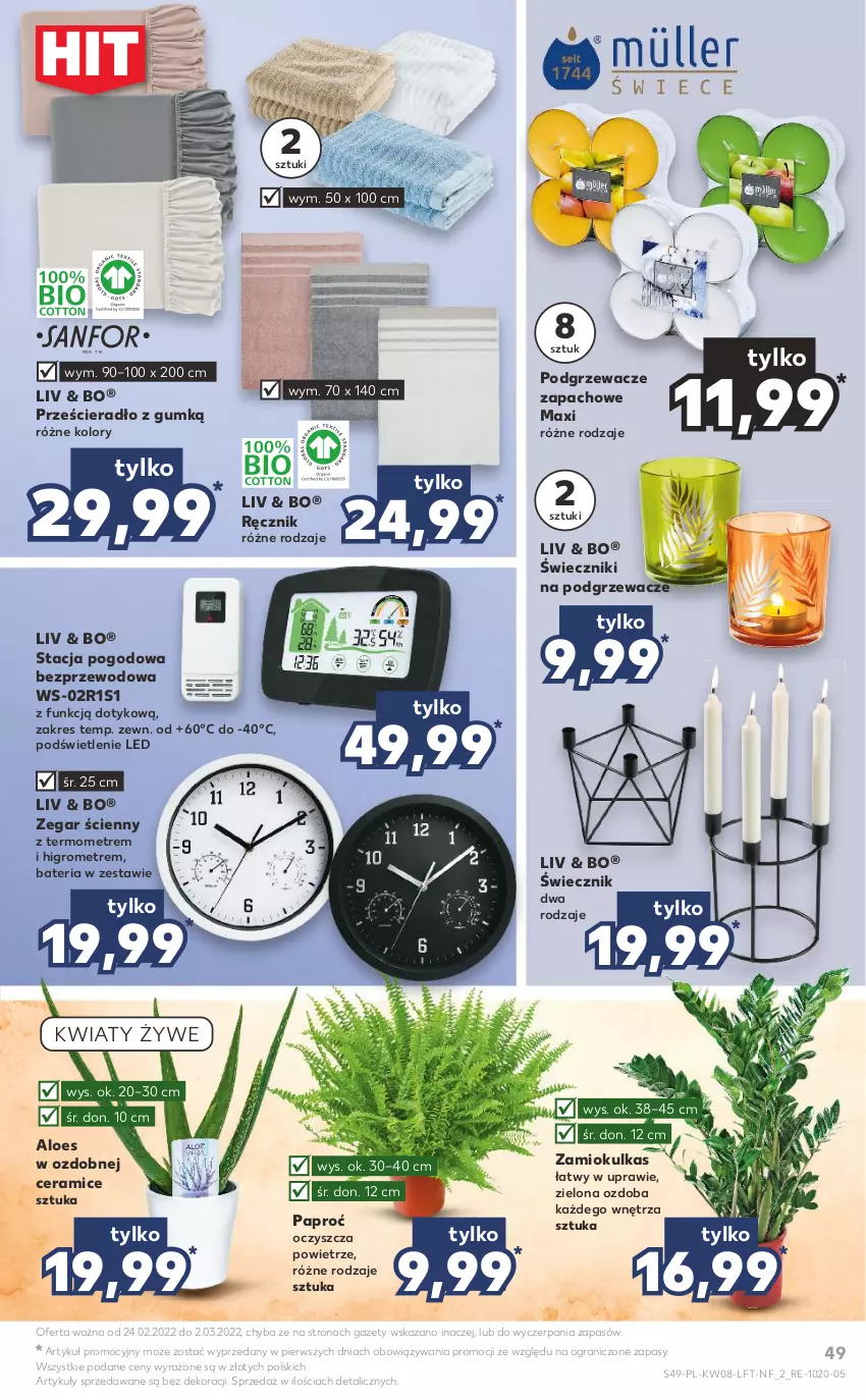 Gazetka promocyjna Kaufland - OFERTA TYGODNIA - ważna 24.02 do 02.03.2022 - strona 49 - produkty: Bateria, Gra, Ozdoba, Podgrzewacze, Prześcieradło, Ręcznik, Stacja pogodowa, Termometr, Zegar