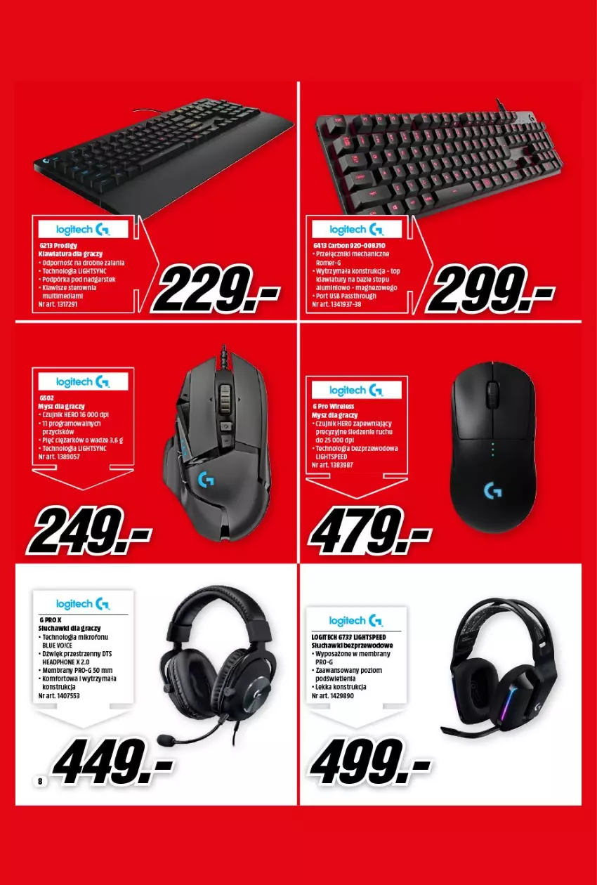 Gazetka promocyjna Media Markt - Gazetka Media Markt - ważna 08.09 do 30.09.2021 - strona 8 - produkty: Fa, Gra, Logitech, Mikrofon, Słuchawki