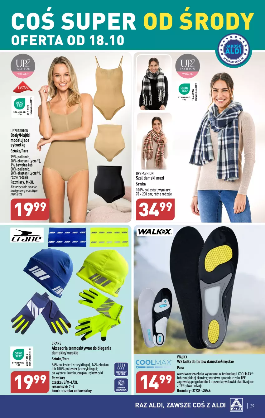 Gazetka promocyjna Aldi - Pełna oferta - ważna 16.10 do 21.10.2023 - strona 29 - produkty: Body, Czapka, Fa, Majtki, Olma, Szal, Wełna, Wkładki