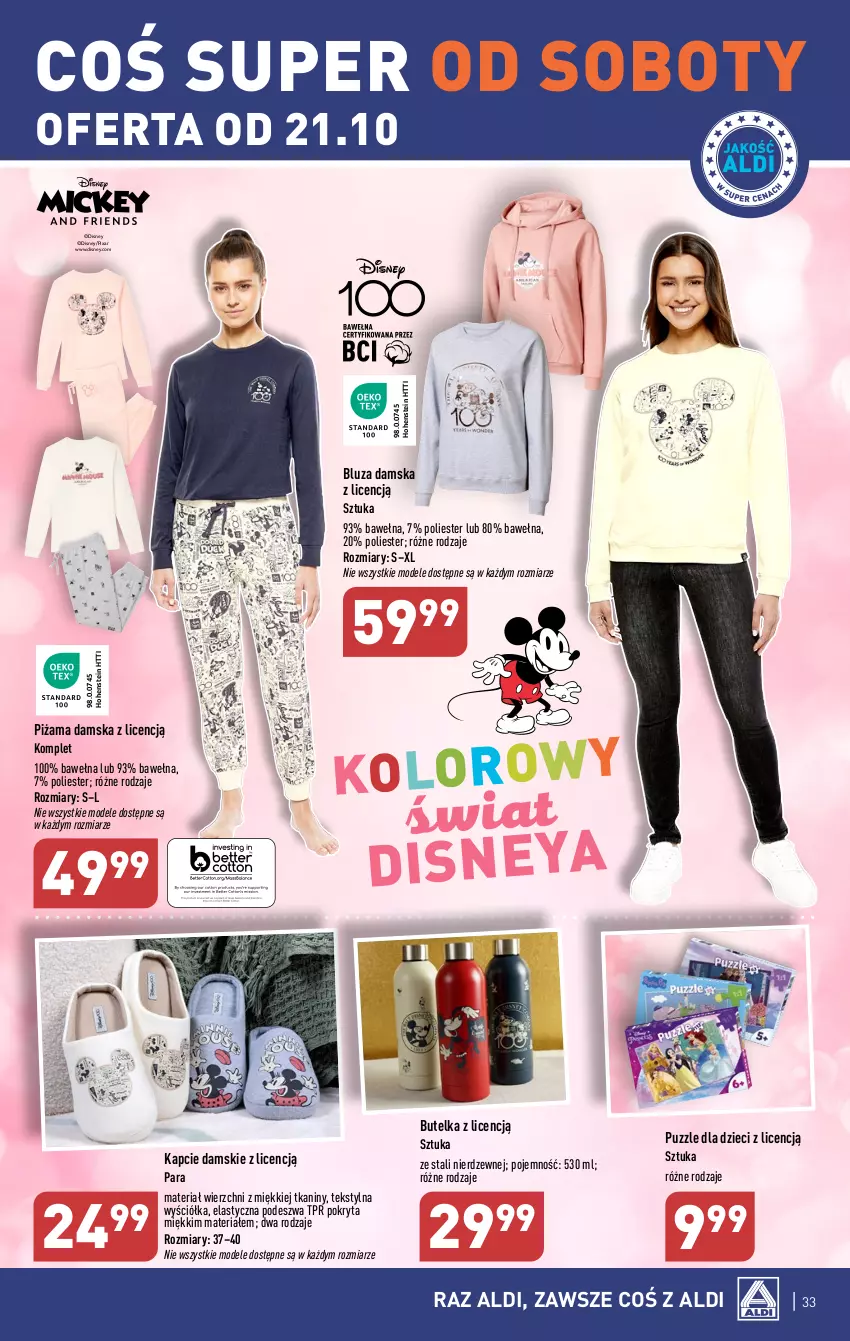 Gazetka promocyjna Aldi - Pełna oferta - ważna 16.10 do 21.10.2023 - strona 33 - produkty: Bluza, Disney, Dzieci, Kapcie, Piżama, Puzzle, Wełna