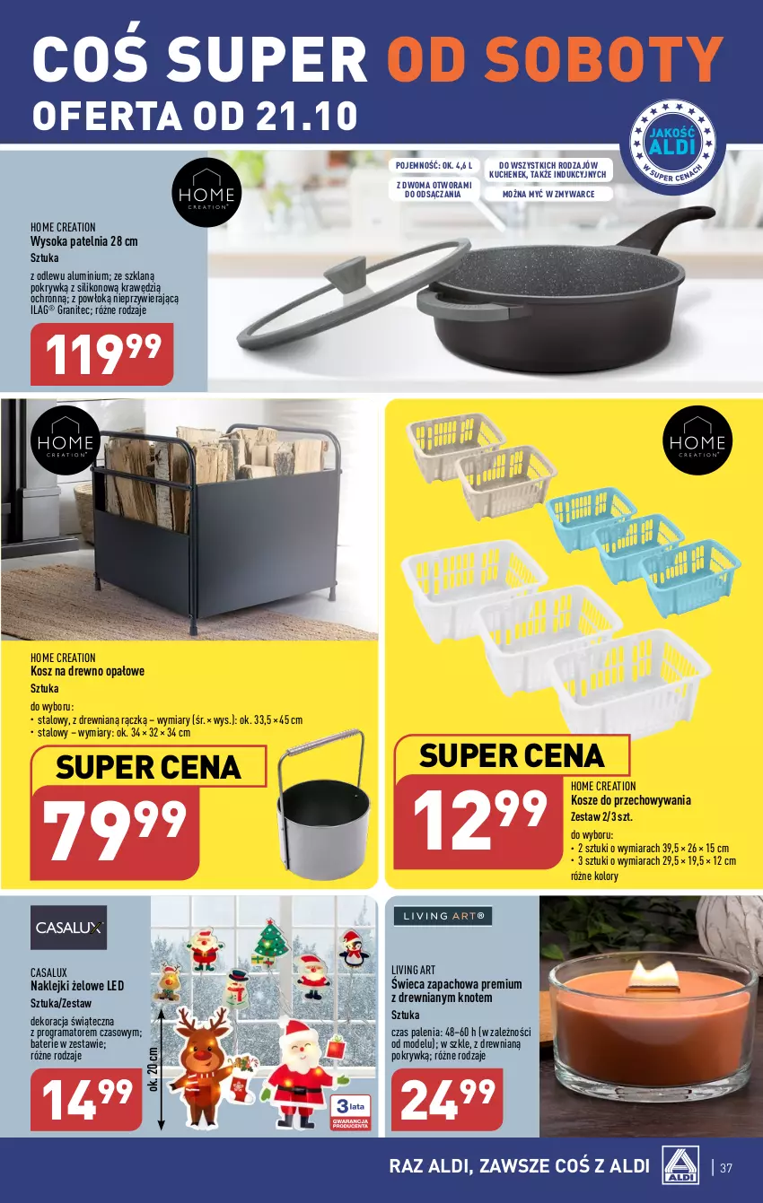 Gazetka promocyjna Aldi - Pełna oferta - ważna 16.10 do 21.10.2023 - strona 37 - produkty: Dekoracja świąteczna, Drewno opałowe, Gra, Klej, Kosz, Patelnia, Rama, Sok