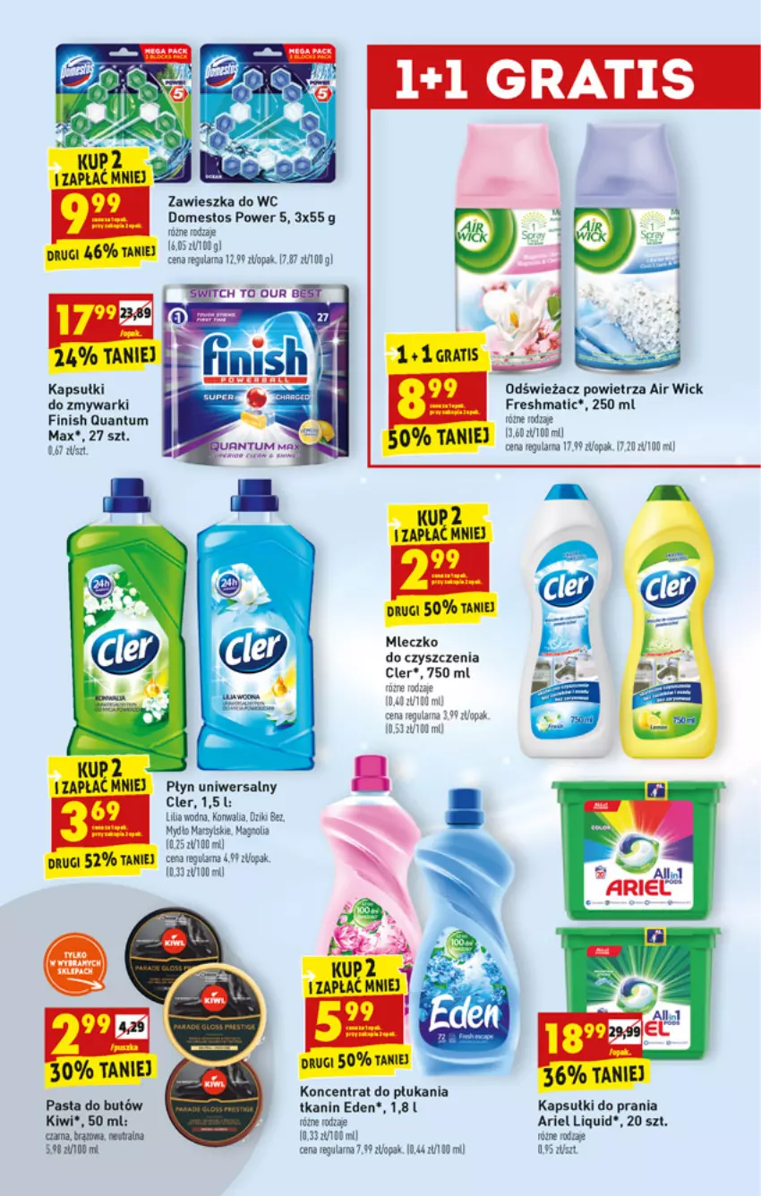 Gazetka promocyjna Biedronka - W tym tygodniu PN - ważna 15.03 do 20.03.2021 - strona 59 - produkty: Air Wick, Ariel, Domestos, Finish, Kapsułki do prania, Kiwi, Mleczko, Odświeżacz powietrza, Zawieszka do wc, Zmywarki