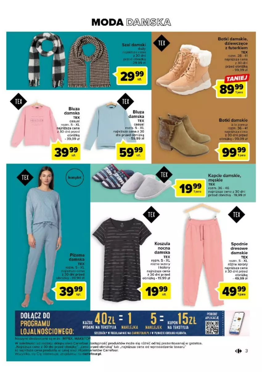 Gazetka promocyjna Carrefour - ważna 17.10 do 28.10.2023 - strona 4 - produkty: Bluza, Botki, Dres, Klej, Kosz, Koszula, Moda, Spodnie