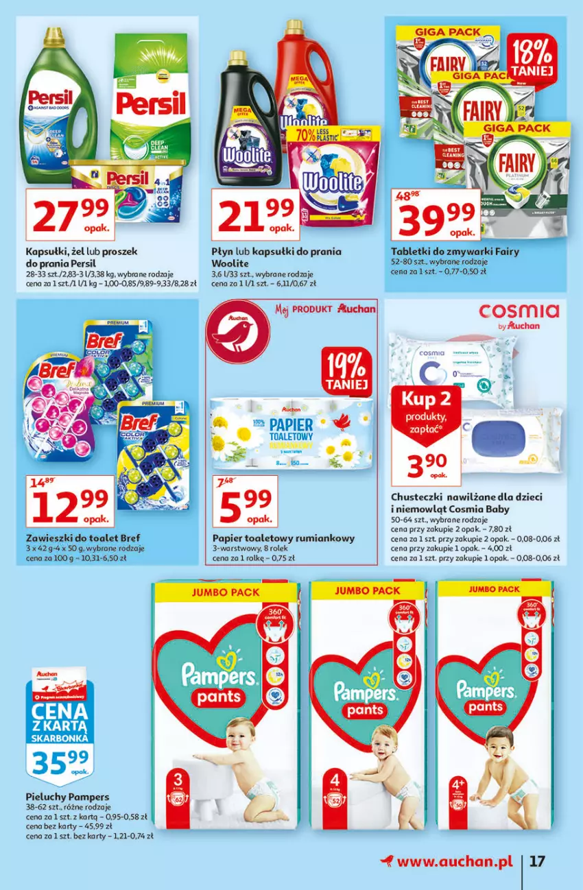 Gazetka promocyjna Auchan - Jesienne hiperokazje Hipermarkety - ważna 04.11 do 10.11.2021 - strona 17 - produkty: Chusteczki, Dzieci, Kapsułki do prania, Pampers, Papier, Papier toaletowy, Persil, Pieluchy, Rum, Woolite