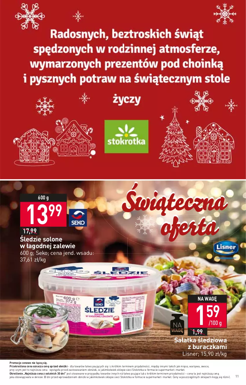 Gazetka promocyjna Stokrotka - Supermarket - ważna 14.12 do 20.12.2023 - strona 11 - produkty: Lisner, Mięso, Owoce, Sałat, Sałatka, SEKO, Warzywa