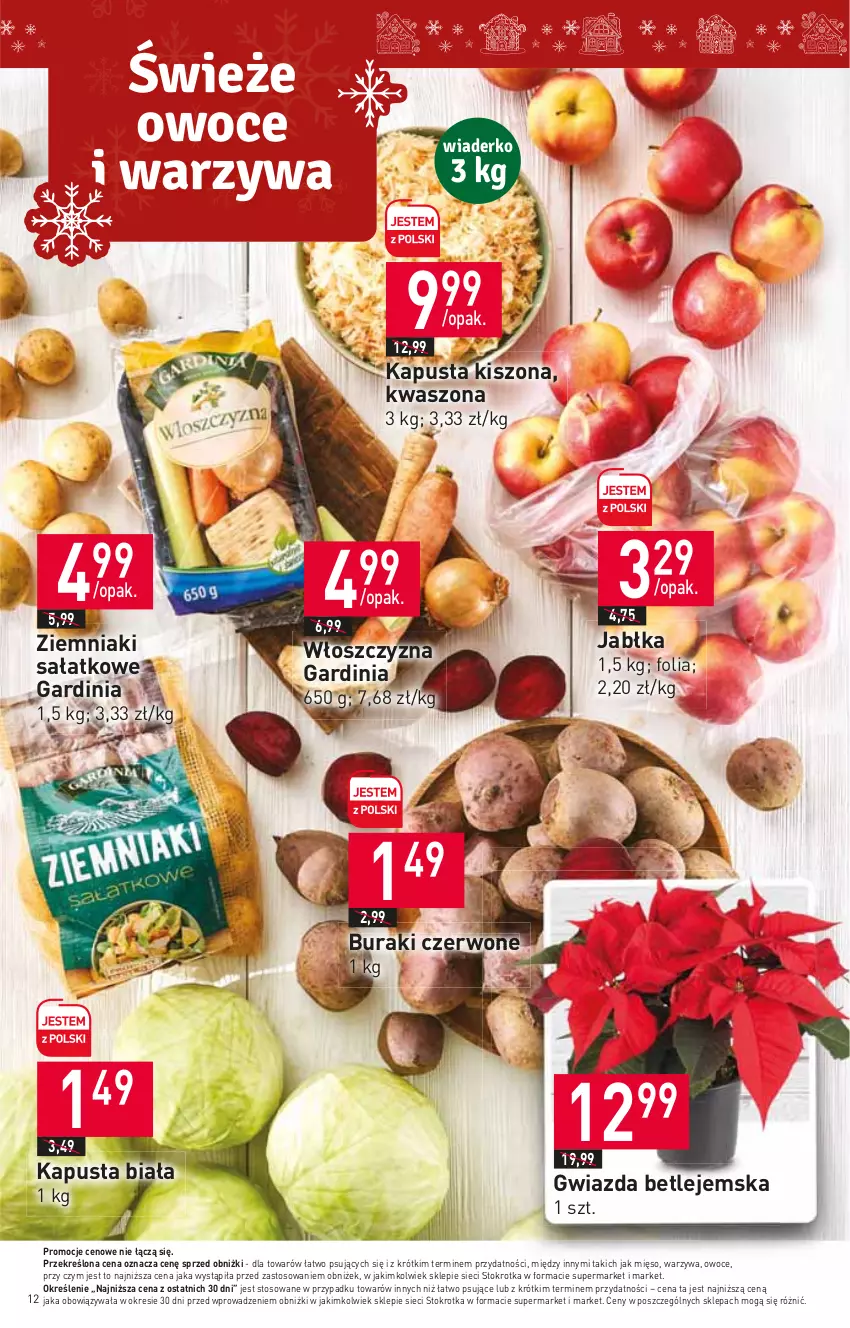 Gazetka promocyjna Stokrotka - Supermarket - ważna 14.12 do 20.12.2023 - strona 12 - produkty: Buraki, Gwiazda, Jabłka, Mięso, Owoce, Sałat, Warzywa, Ziemniaki