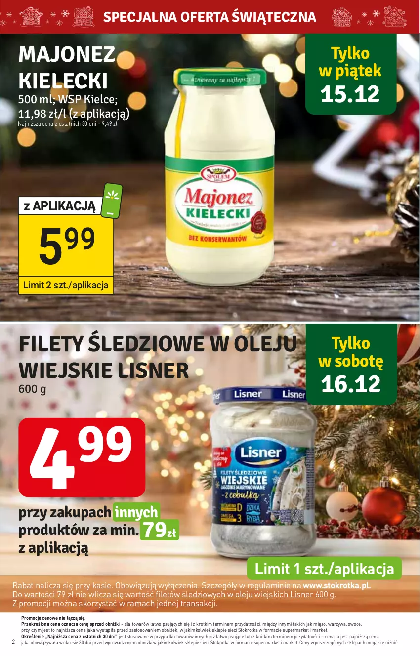 Gazetka promocyjna Stokrotka - Supermarket - ważna 14.12 do 20.12.2023 - strona 2 - produkty: Lisner, Mięso, Olej, Owoce, Rama, Tran, Warzywa