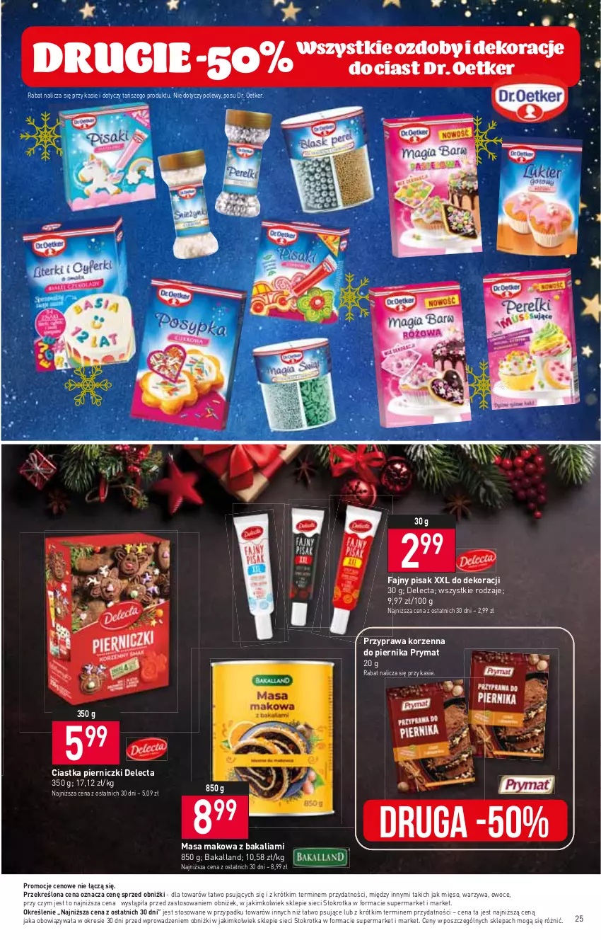 Gazetka promocyjna Stokrotka - Supermarket - ważna 14.12 do 20.12.2023 - strona 25 - produkty: Bakalland, Ciastka, Delecta, Dr. Oetker, Fa, Mięso, Owoce, Piernik, Prymat, Sos, Warzywa