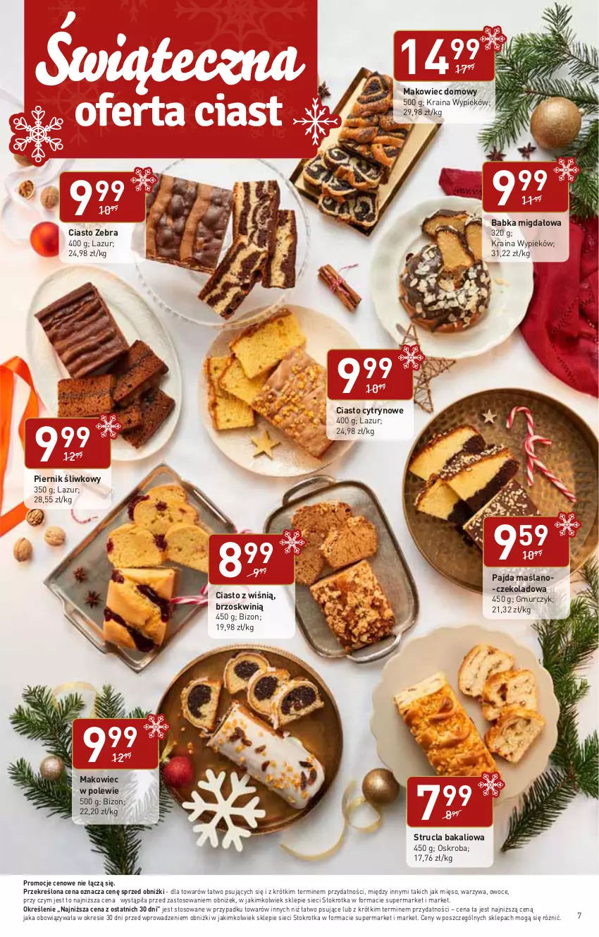 Gazetka promocyjna Stokrotka - Supermarket - ważna 14.12 do 20.12.2023 - strona 7 - produkty: Babka, Lazur, Makowiec, Mięso, Owoce, Piernik, Strucla, Warzywa