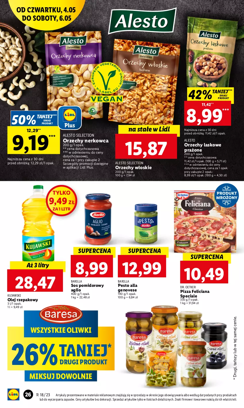 Gazetka promocyjna Lidl - GAZETKA - ważna 04.05 do 06.05.2023 - strona 38 - produkty: Barilla, Dr. Oetker, Feliciana, Kujawski, Olej, Olej rzepakowy, Oliwki, Orzechy włoskie, Pesto, Pizza, Sos, Sos pomidorowy