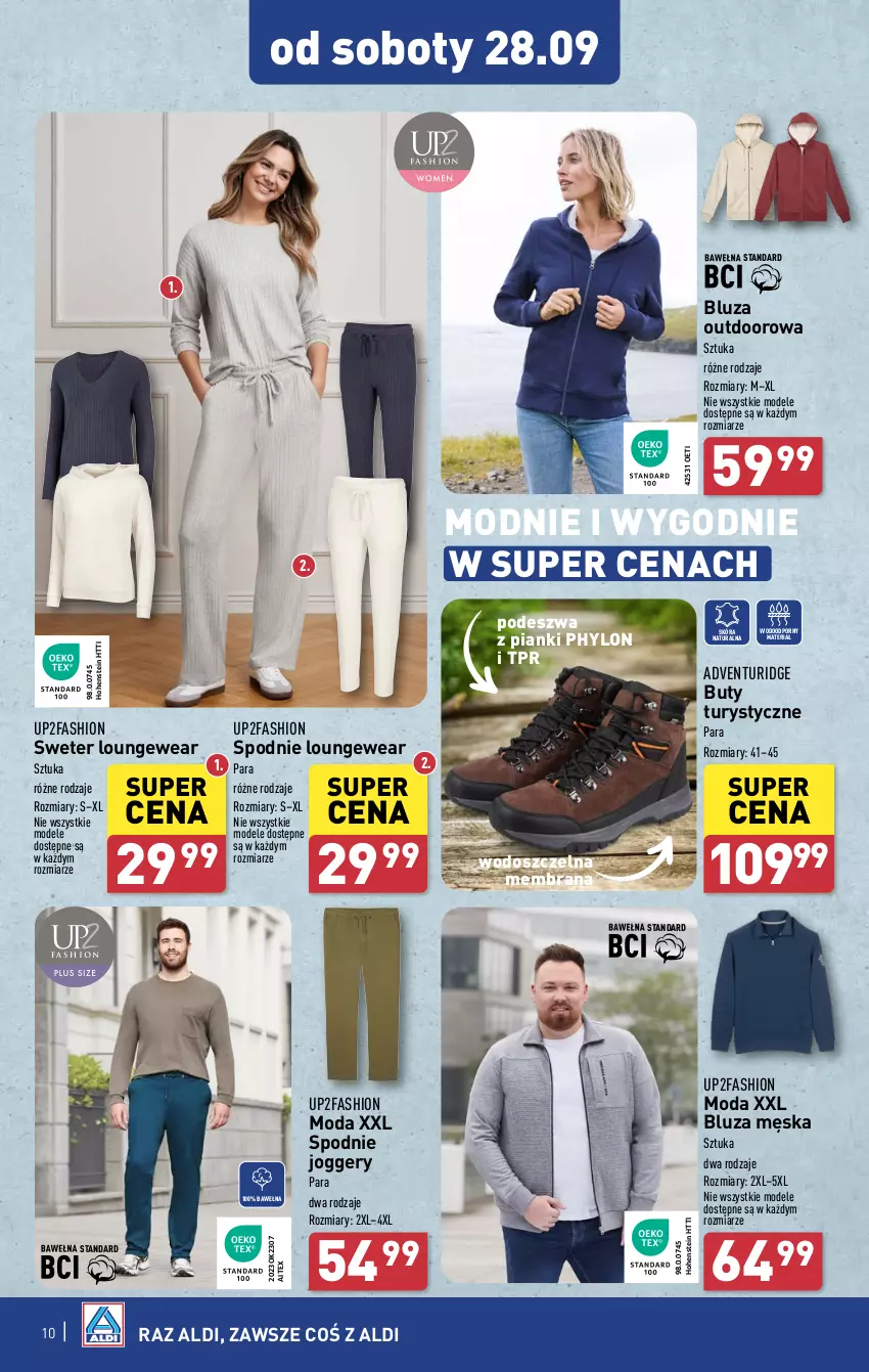 Gazetka promocyjna Aldi - Artykuły przemysłowe i tekstylia - ważna 23.09 do 28.09.2024 - strona 10 - produkty: Bluza, Buty, Fa, K2, Moda, Por, Spodnie, Sweter, Wełna