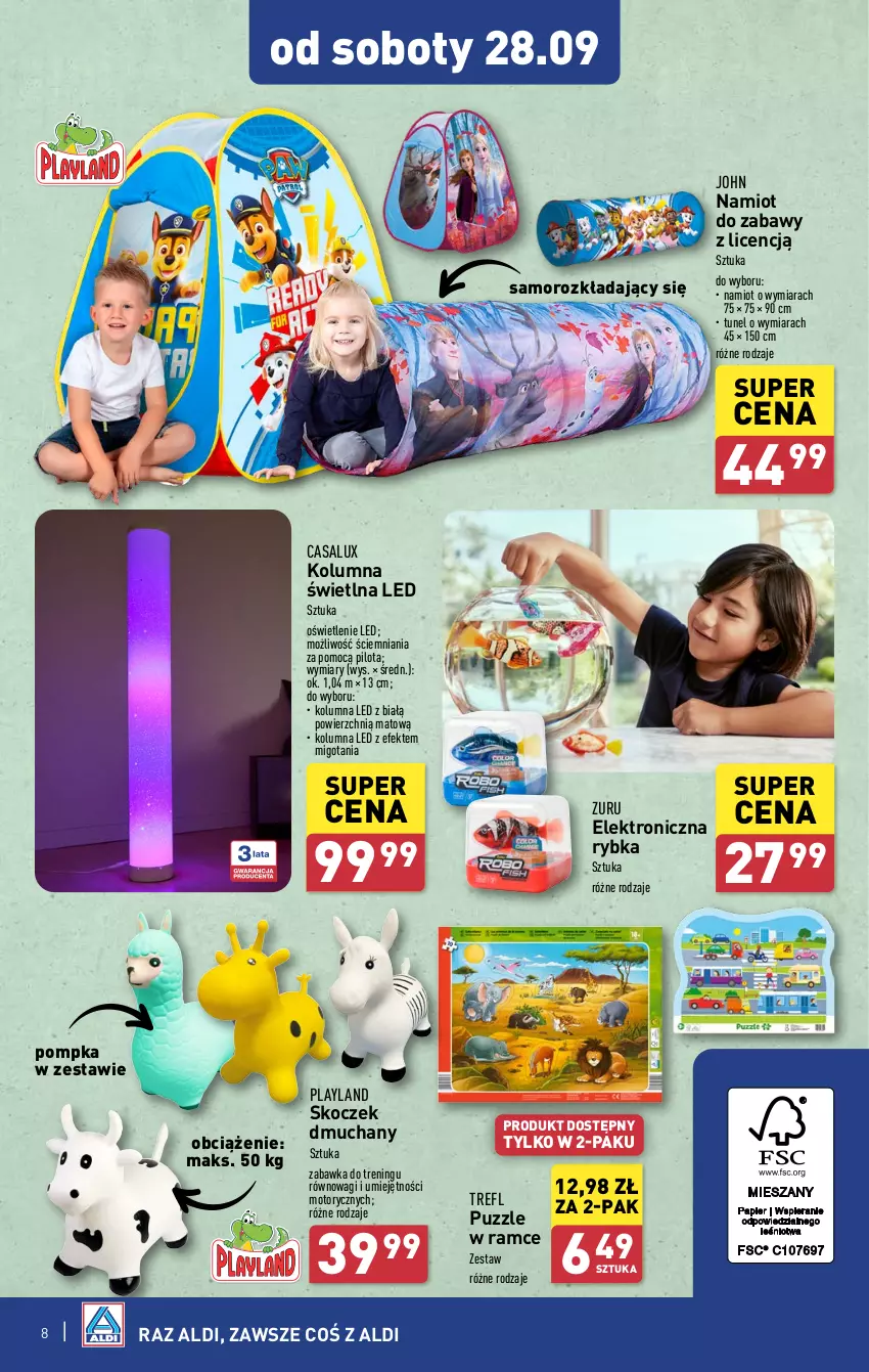 Gazetka promocyjna Aldi - Artykuły przemysłowe i tekstylia - ważna 23.09 do 28.09.2024 - strona 8 - produkty: Koc, Namiot, Pompka, Puzzle, Tunel, Wagi, Zabawka