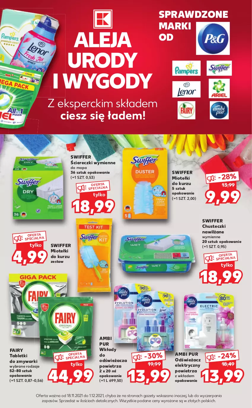 Gazetka promocyjna Kaufland - Oferta ważna  od  18.11.2021 do 01.12.2021 lub do wyczerpania zapasów - ważna 18.11 do 01.12.2021 - strona 1 - produkty: Ambi Pur, Chusteczki, Fa, Fairy, Mop, Pur, Ser, Tablet, Tabletki do zmywarki, Tera, Zmywarki