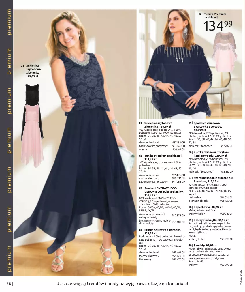 Gazetka promocyjna Bonprix - Wiosenna moda - ważna 26.02 do 26.08.2021 - strona 28 - produkty: Kolczyki, Kurtka, Sandał, Spódnica, Spodnie, Sukienka, Sweter, Tunika, Wełna, Wkręt