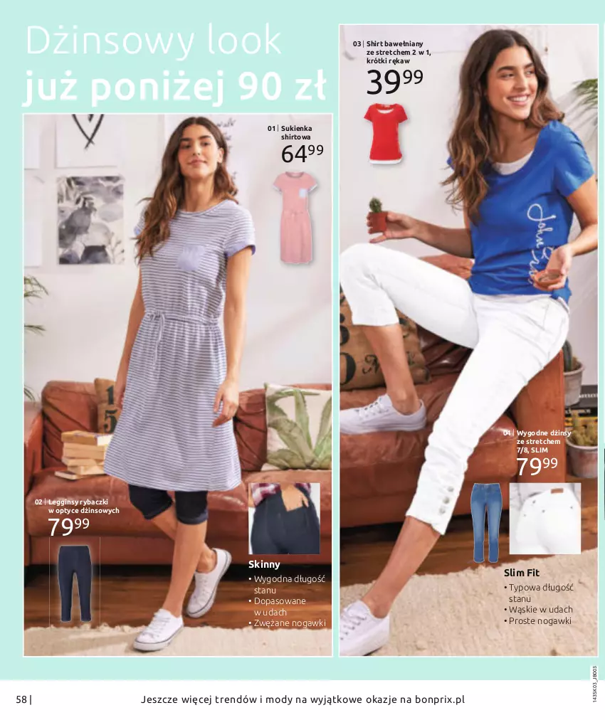 Gazetka promocyjna Bonprix - Wiosenna moda - ważna 26.02 do 26.08.2021 - strona 60 - produkty: Dżinsy, Gin, Legginsy, Ryba, Sukienka