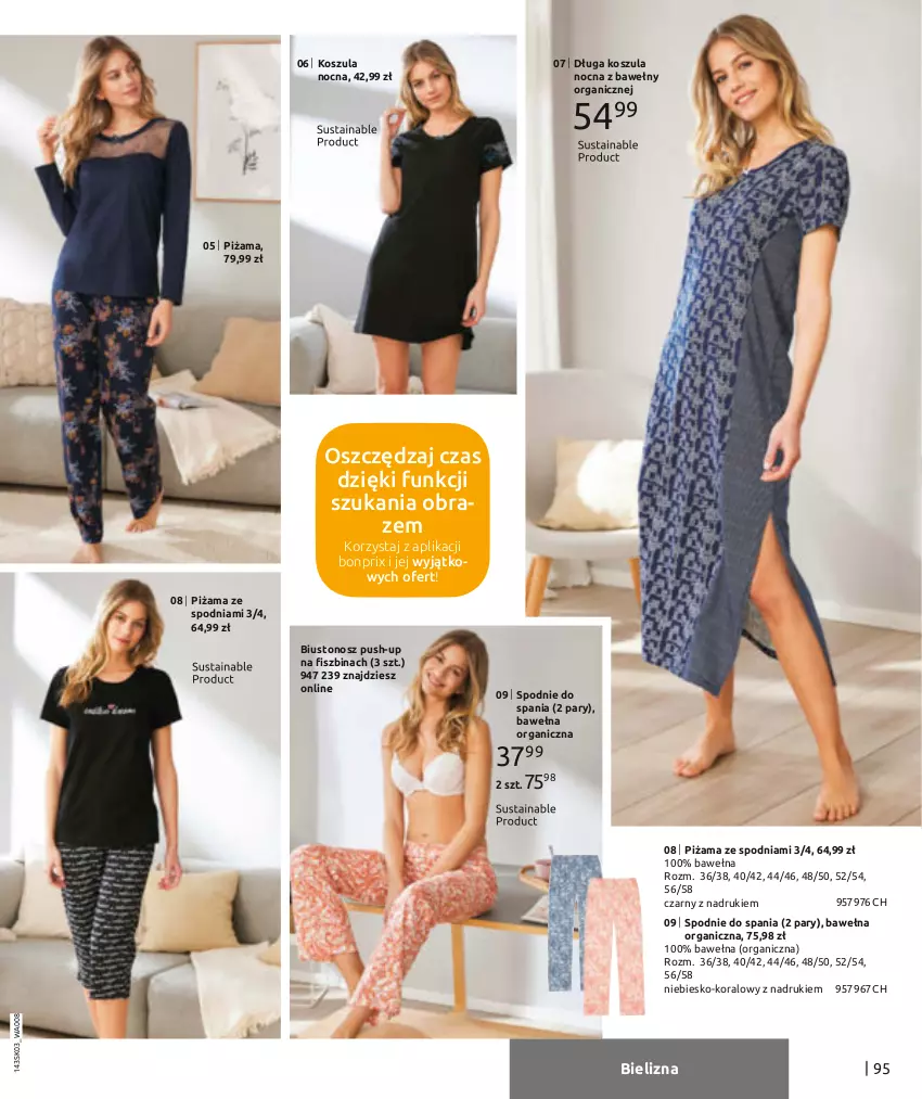 Gazetka promocyjna Bonprix - Wiosenna moda - ważna 26.02 do 26.08.2021 - strona 97 - produkty: Bielizna, Biustonosz, Kosz, Koszula, Koszula nocna, Obraz, Piżama, Wełna