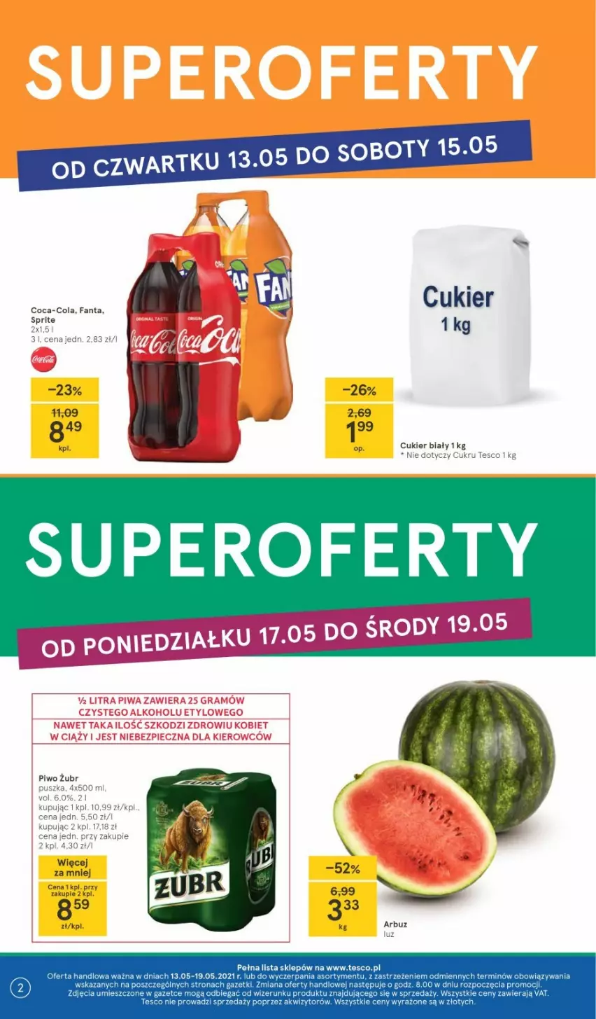 Gazetka promocyjna Tesco - Tesco gazetka - przyszły tydzień - ważna 13.05 do 19.05.2021 - strona 2 - produkty: Coca-Cola, Cukier, Fa, Fanta, Sprite