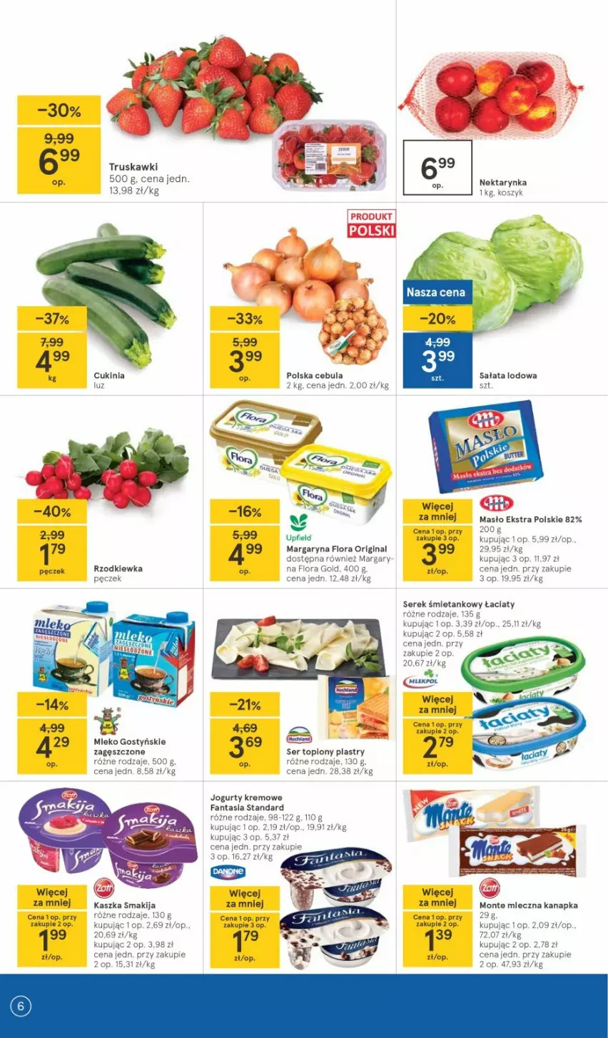 Gazetka promocyjna Tesco - Tesco gazetka - przyszły tydzień - ważna 13.05 do 19.05.2021 - strona 6 - produkty: Cebula, Fa, Fanta, Flora, Gin, Jogurt, Kosz, Margaryna, Mleczna kanapka, Mleko, Monte, Nektar, Nektarynka, Rzodkiewka, Ser, Ser topiony, Serek, Top, Truskawki