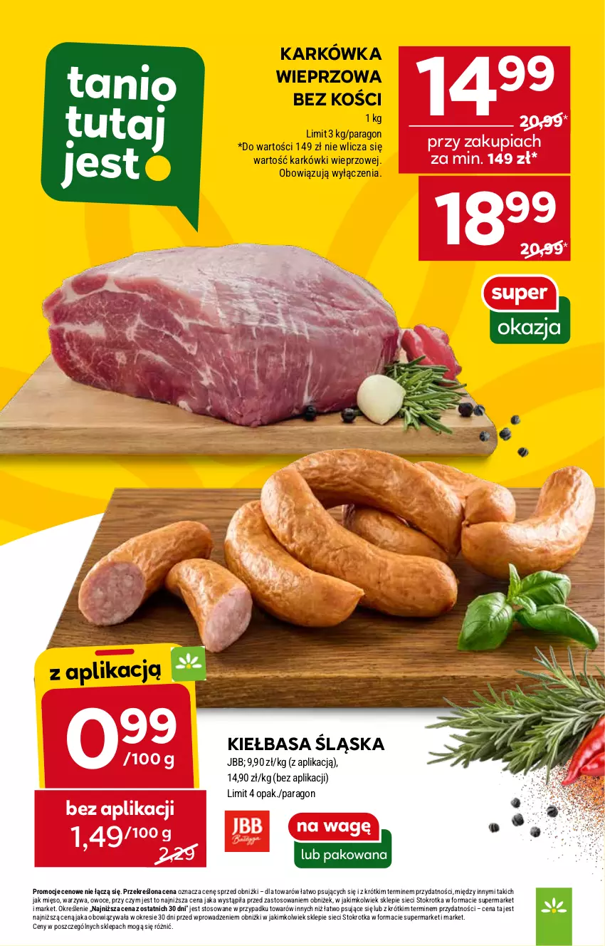 Gazetka promocyjna Stokrotka - Supermarket - ważna 17.06 do 25.06.2025 - strona 8 - produkty: Karkówka wieprzowa, Kiełbasa, Kiełbasa śląska, Mięso, Owoce, Warzywa