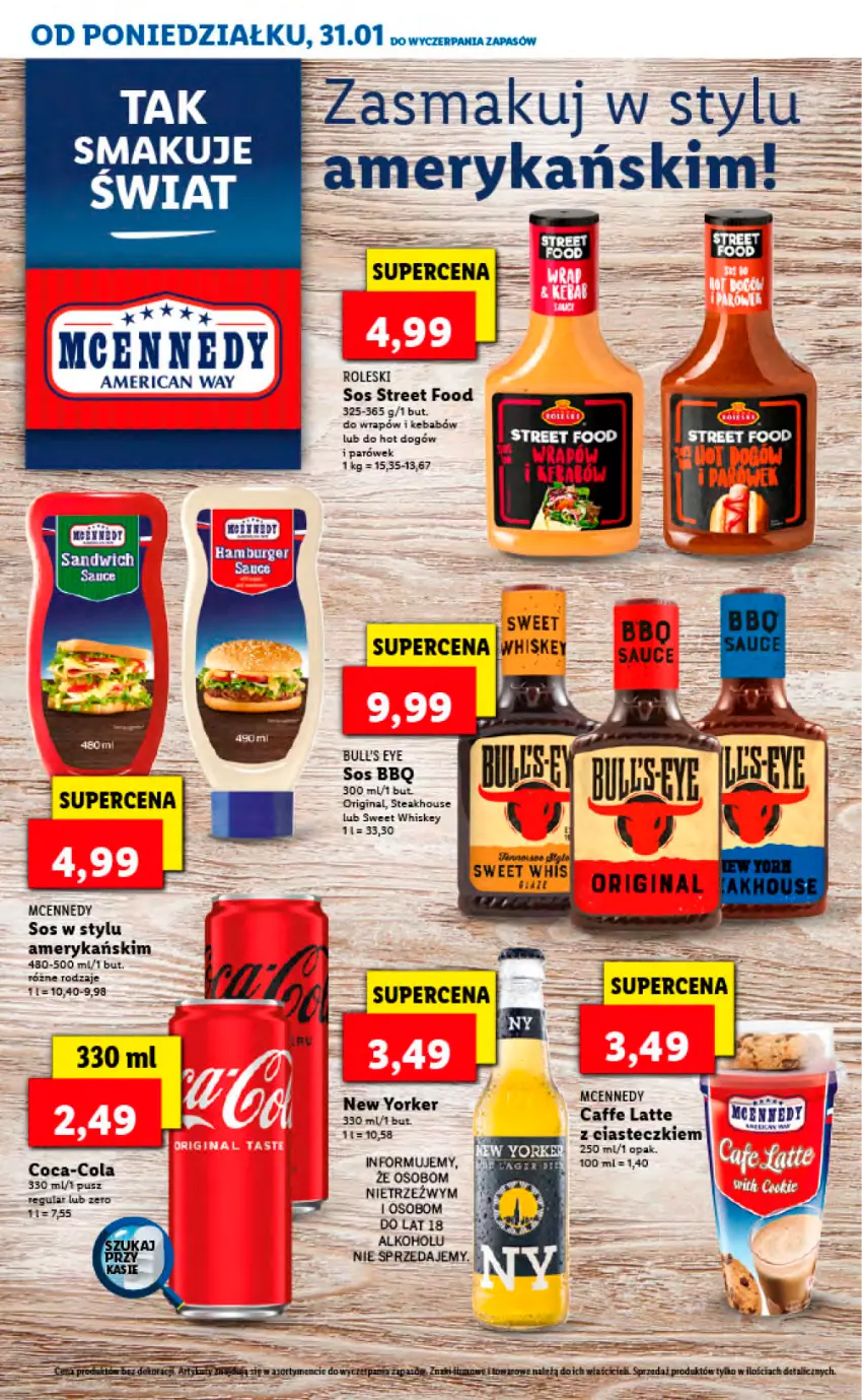 Gazetka promocyjna Lidl - KATALOG TYDZIEŃ AMERYKAŃSKI - ważna 31.01 do 05.02.2022 - strona 18 - produkty: Coca-Cola, Gin, Hot dog, Kebab, Sos, Whiskey