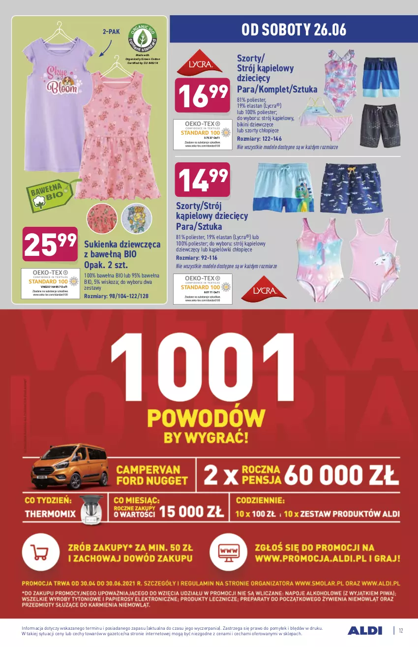 Gazetka promocyjna Aldi - OKAZJE DLA CIEBIE I DOMU - ważna 23.06 do 27.06.2021 - strona 12 - produkty: Bikini, Dzieci, Strój kąpielowy, Sukienka, Szorty, Wełna