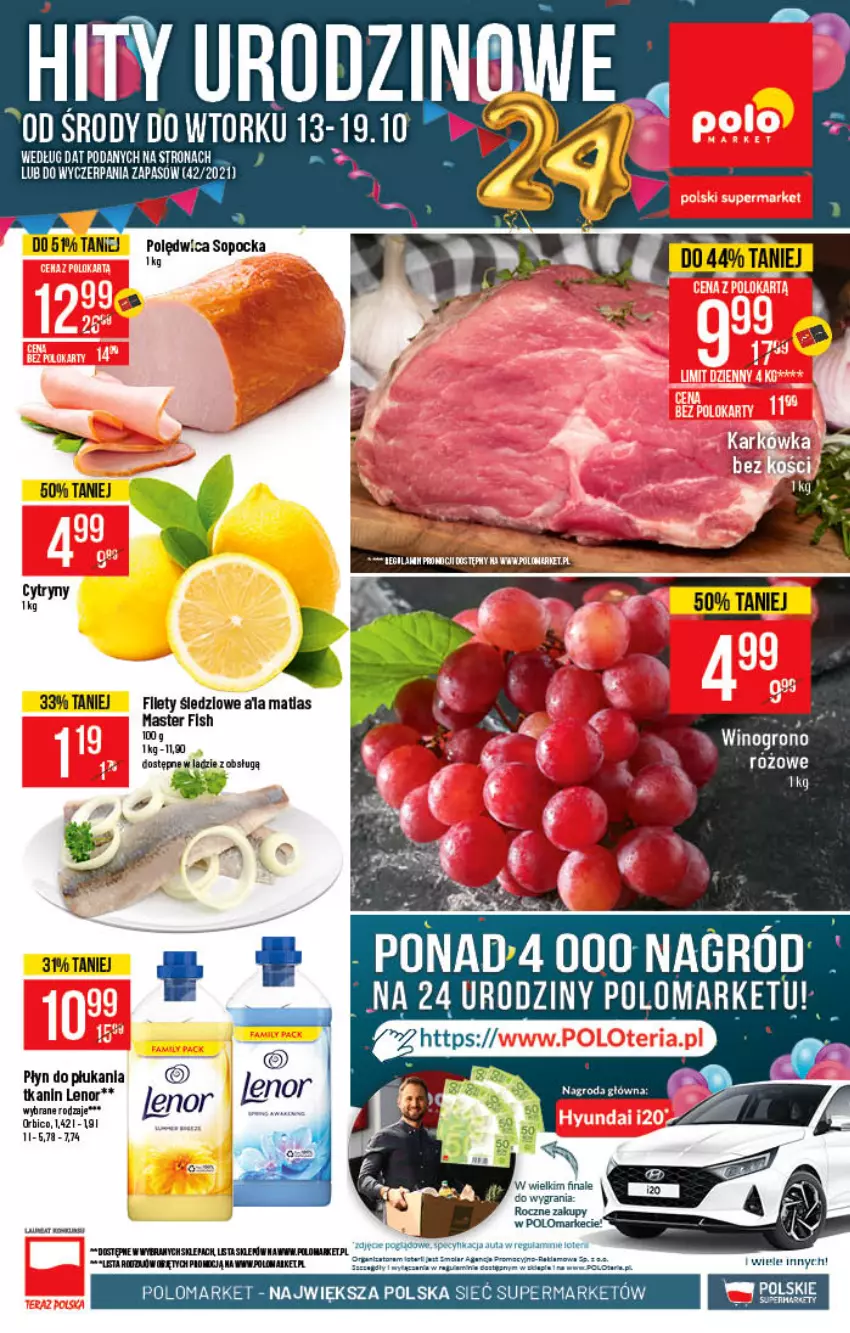 Gazetka promocyjna PoloMarket - Gazetka pomocyjna - ważna 13.10 do 19.10.2021 - strona 1 - produkty: BIC, Gra, Lenor, Polędwica, Wino