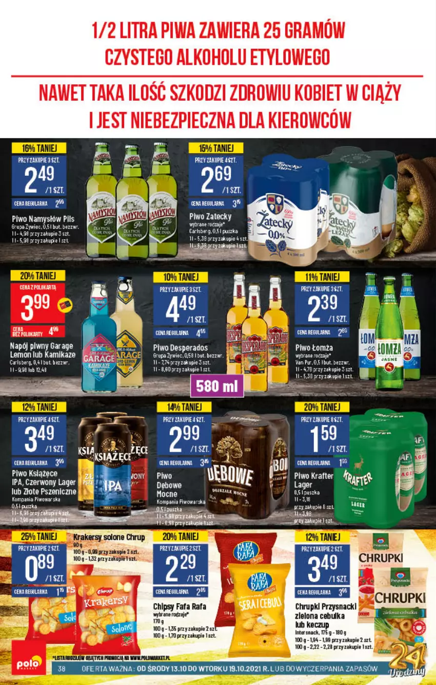 Gazetka promocyjna PoloMarket - Gazetka pomocyjna - ważna 13.10 do 19.10.2021 - strona 38 - produkty: Carlsberg, Chipsy, Fa, Gra, Książęce, Namysłów, Napój, Noż, Orka, Piec, Piwa, Piwo, Rum