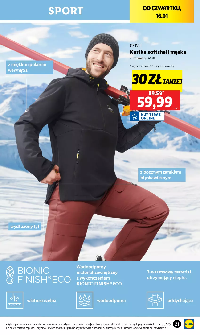 Gazetka promocyjna Lidl - GAZETKA - ważna 13.01 do 18.01.2025 - strona 21 - produkty: Finish, Kurtka, Kurtka softshell, Por, Sport