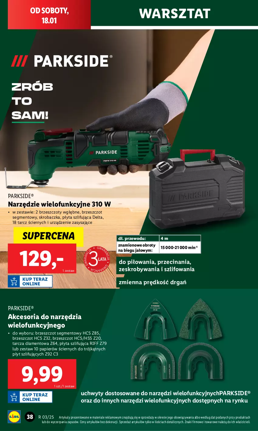 Gazetka promocyjna Lidl - GAZETKA - ważna 13.01 do 18.01.2025 - strona 40 - produkty: HP, Papier, Parkside, Płyta, Skrobaczka, Tarcza diamentowa, Uchwyty