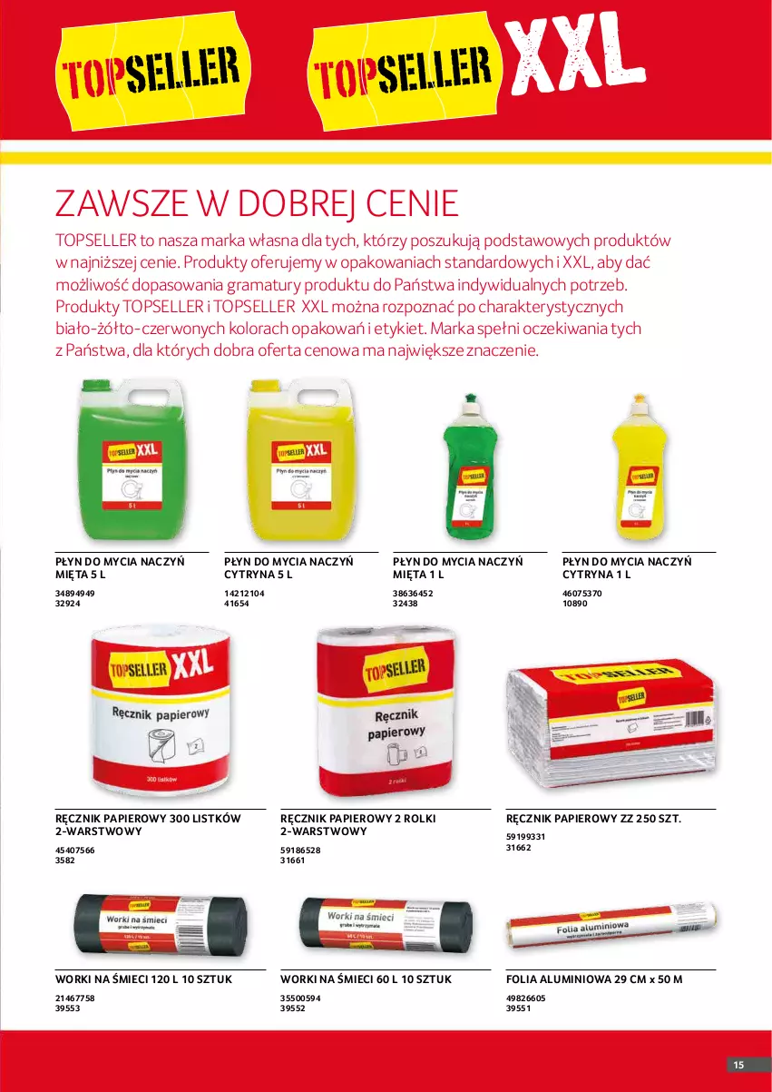 Gazetka promocyjna Selgros - Oferta gastronomiczna - ważna 19.04 do 04.05.2022 - strona 15 - produkty: Do mycia naczyń, Folia aluminiowa, Gra, Mięta, O nas, Papier, Płyn do mycia, Płyn do mycia naczyń, Rama, Ręcznik, Rolki, Top, Worki na śmiec, Worki na śmieci