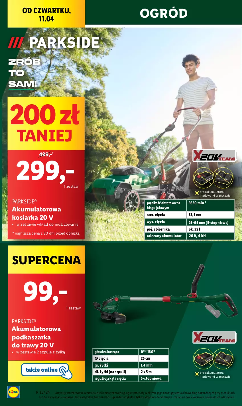 Gazetka promocyjna Lidl - GAZETKA - ważna 11.04 do 13.04.2024 - strona 14 - produkty: Akumulator, Kasza, Kosiarka, Kosz, Ogród, Parkside, Top