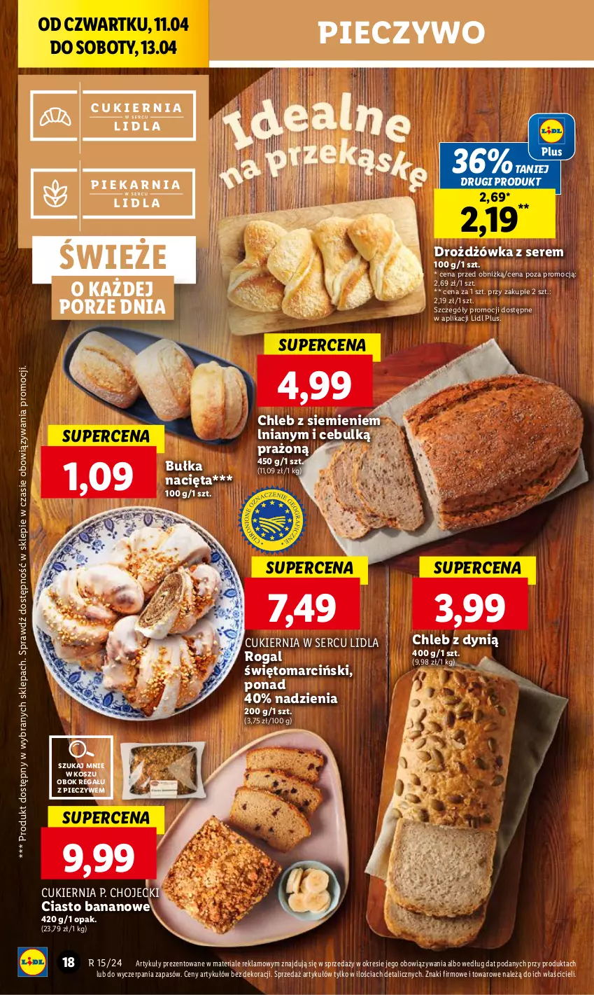 Gazetka promocyjna Lidl - GAZETKA - ważna 11.04 do 13.04.2024 - strona 20 - produkty: Bułka, Chleb, Cukier, Dynią, Kosz, Piec, Pieczywo, Por, Regał, Rogal, Ser