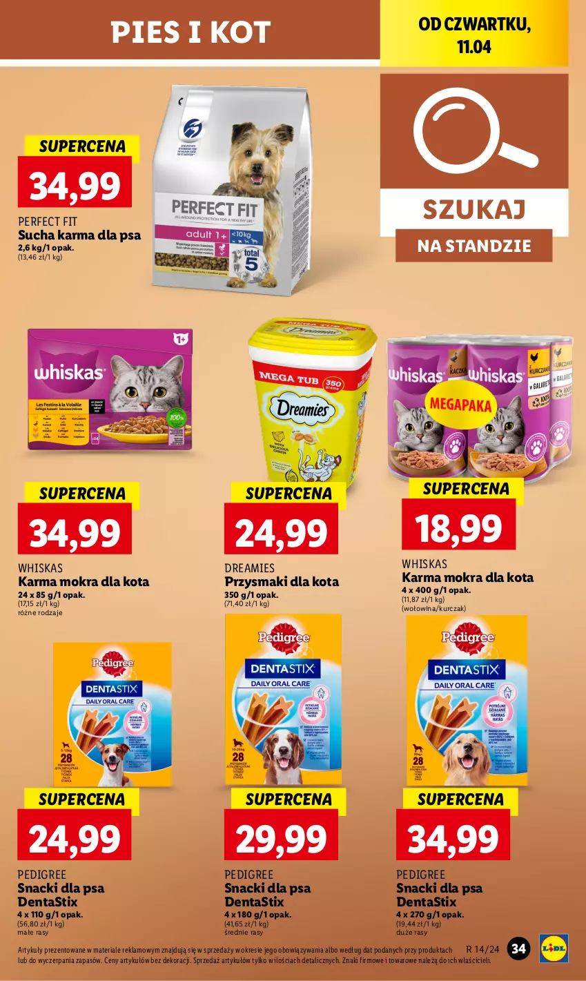 Gazetka promocyjna Lidl - GAZETKA - ważna 11.04 do 13.04.2024 - strona 39 - produkty: Kurczak, Pedigree, Przysmaki, Sucha karma, Whiskas, Wołowina