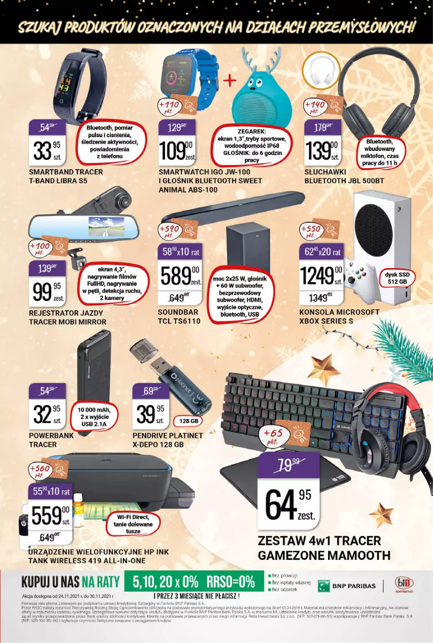 Gazetka promocyjna Bi1 - Gazetka - ważna 24.11 do 30.11.2021 - strona 17 - produkty: Acer, Głośnik, Głośnik bluetooth, Gry, JBL, Kamery, Konsola, Pendrive, PLATINET, Por, Powerbank, Ser, Słuchawki, Smartband, Soundbar, Sport, Subwoofer, Xbox, Zegar, Zegarek