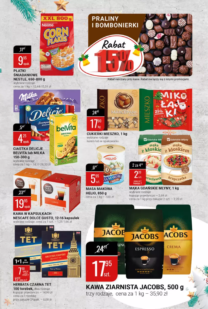 Gazetka promocyjna Bi1 - Gazetka - ważna 24.11 do 30.11.2021 - strona 9 - produkty: BelVita, Ciastka, Cukier, Cukierki, Danio, Delicje, Dolce Gusto, Helio, Herbata, Herbata czarna, Jacobs, Kawa, Kawa ziarnista, Mąka, Milka, Praliny