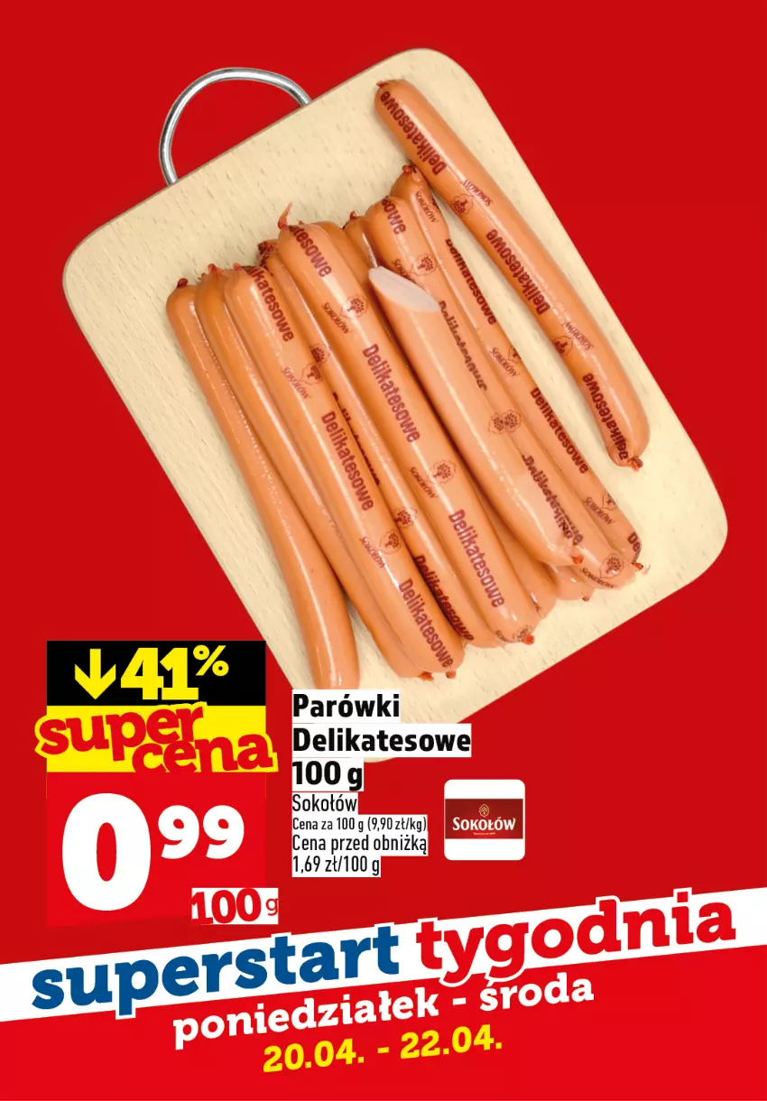 Gazetka promocyjna Topaz - Gazetka - ważna 20.04 do 22.04.2026 - strona 2 - produkty: Parówki, Sok, Sokołów