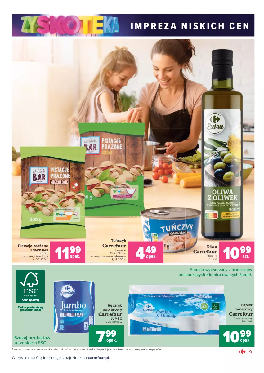 Gazetka promocyjna Carrefour - Gazetka Market Zyskoteka - ważna 26.10 do 07.11.2021 - strona 9 - produkty: Kawa, Olej, Papier, Papier toaletowy, Pistacje, Ręcznik, Sos, Tuńczyk