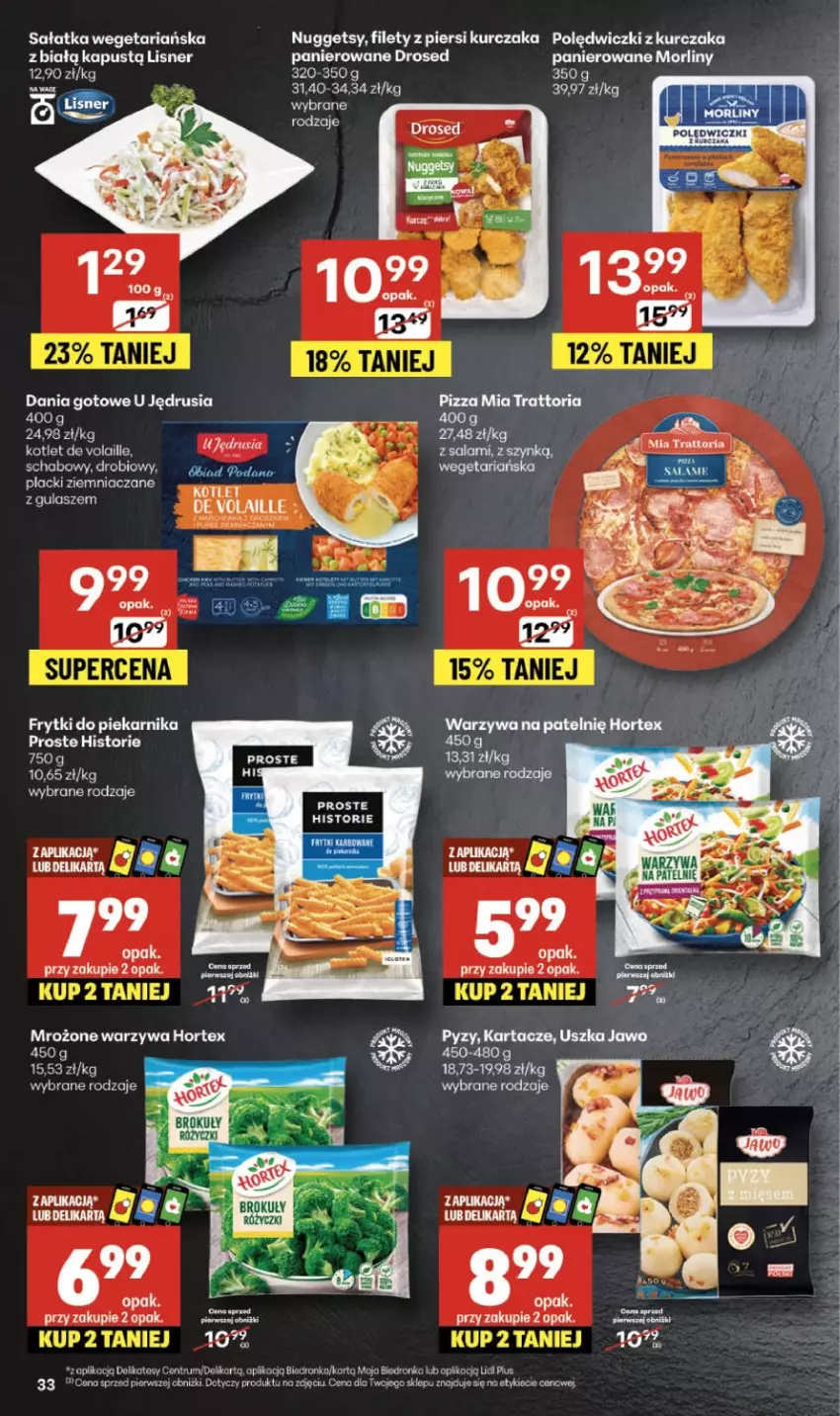 Gazetka promocyjna Delikatesy Centrum - Franczyza DC39 Czwartek - ważna 25.09 do 01.10.2025 - strona 33 - produkty: Brokuły, Dania gotowe, Dron, Frytki, Hortex, Kapustą, Koc, Kotlet, Kurczak, Lack, Lisner, Morliny, Piekarnik, Polędwiczki z kurczaka, Rum, Salami, Sałat, Sałatka, Tera, Warzywa